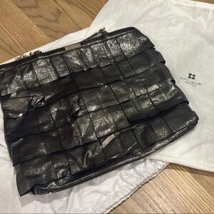 Kate Spade Black and Silver Shoulder Bag with Glossy Finish